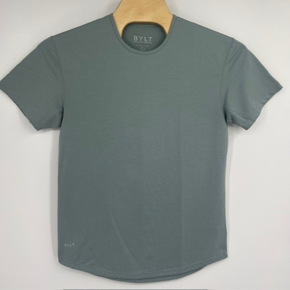 BYLT Premium Basics Signature Tee Mens‎ Large Sage Green Curved Hem T-Shirt